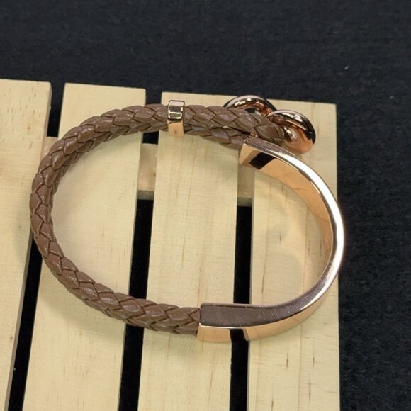 Roberto By RFM Bracelet Rose Gold Princess Lee Infinity Station Woven Brown Cord - Picture 4 of 9